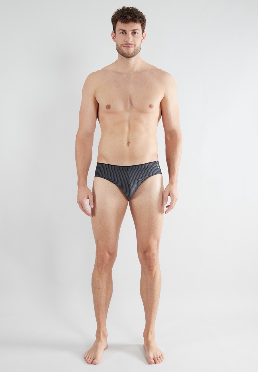 Herren Sport-Slip schwarz längsgestreift 1er Pack