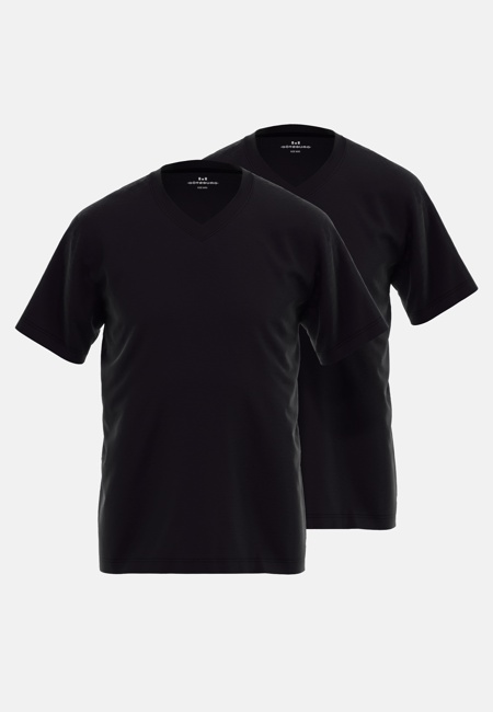 Herren T-Shirt schwarz uni 2er Pack