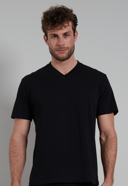 Herren T-Shirt schwarz uni 2er Pack