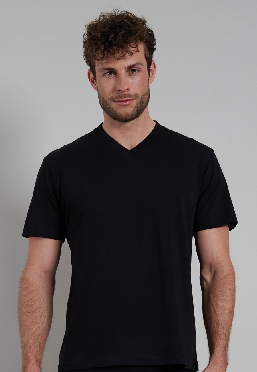 Herren T-Shirt schwarz uni 2er Pack