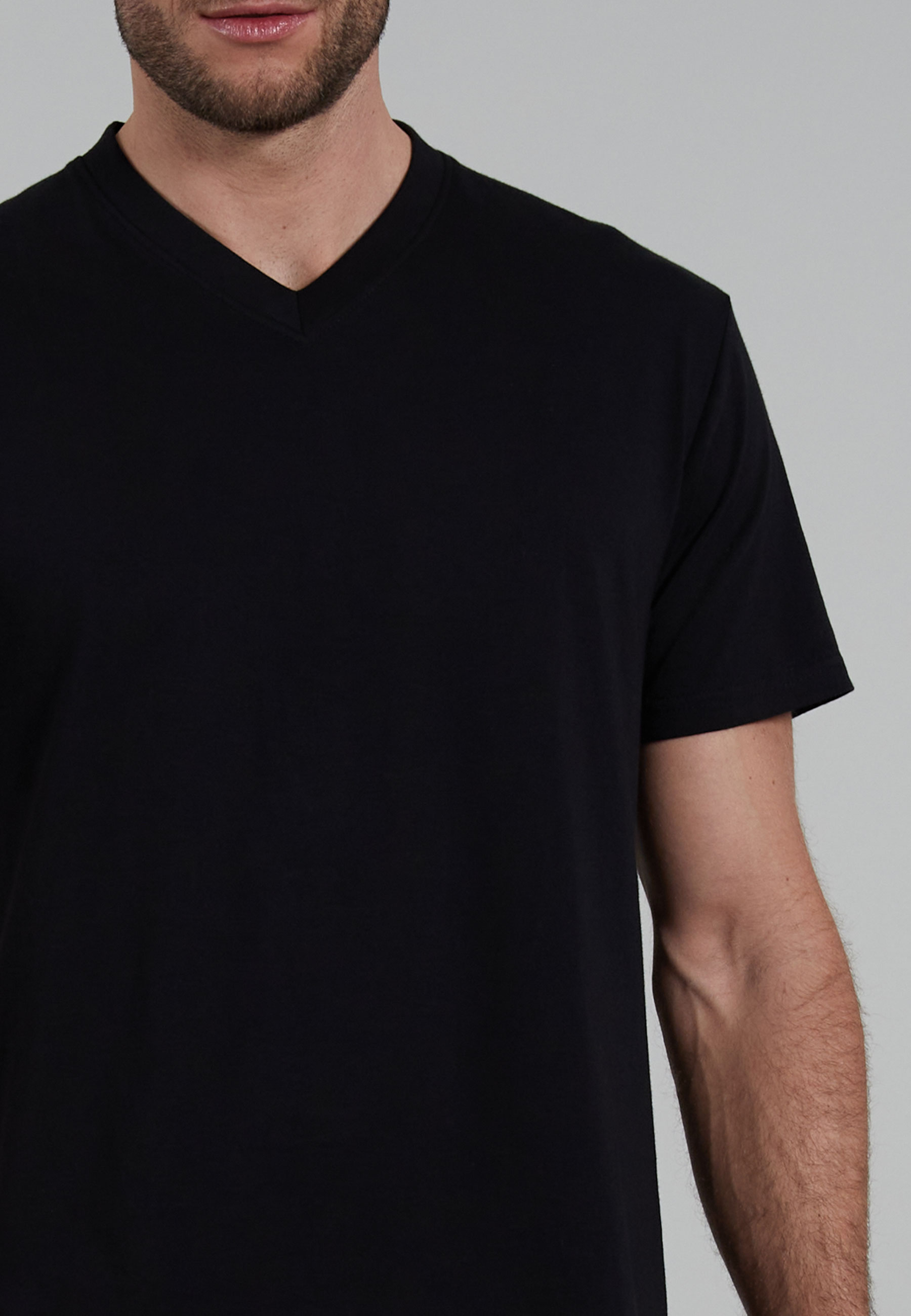 Herren T-Shirt schwarz uni 2er Pack