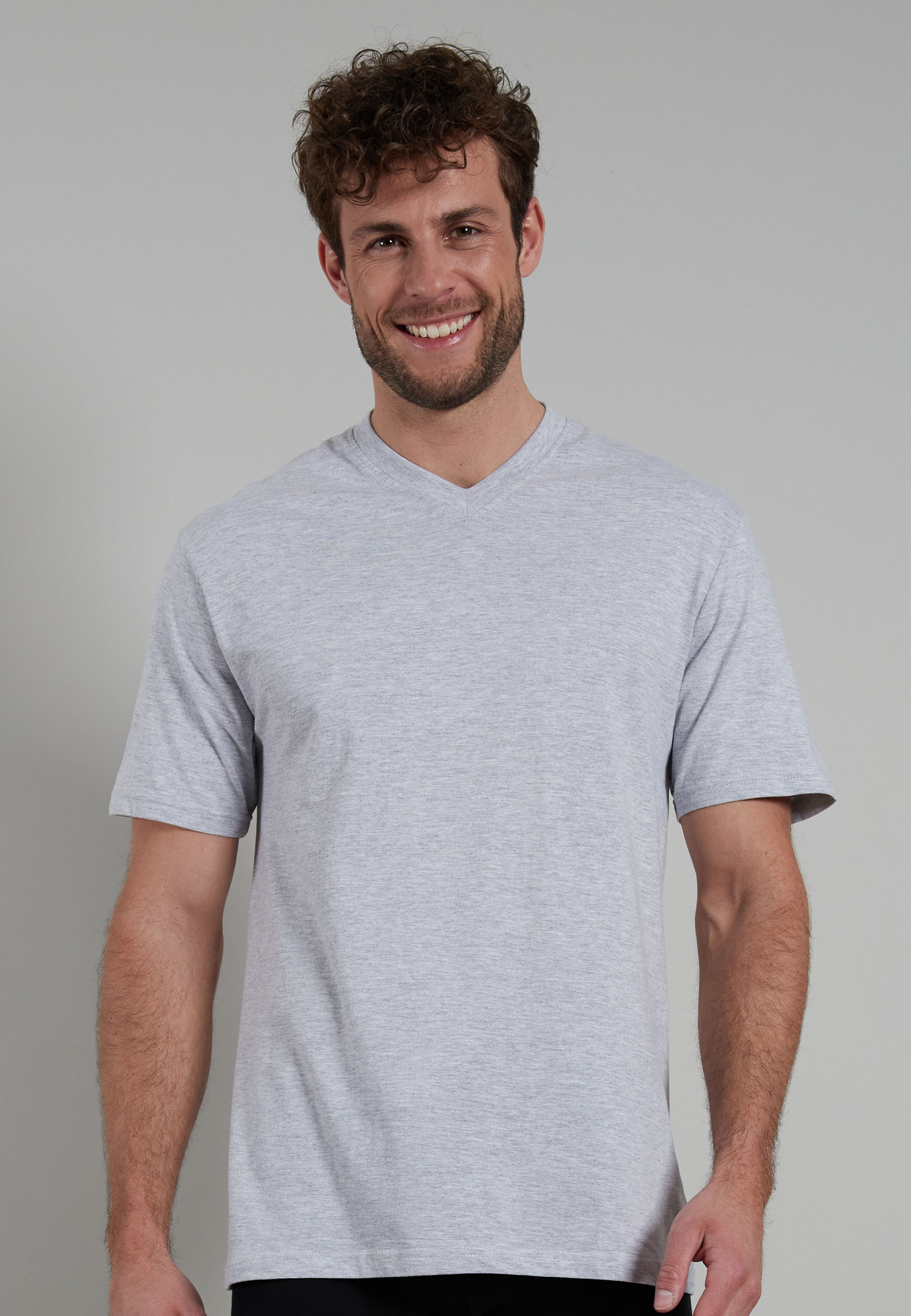 Herren T-Shirt grau uni 2er Pack