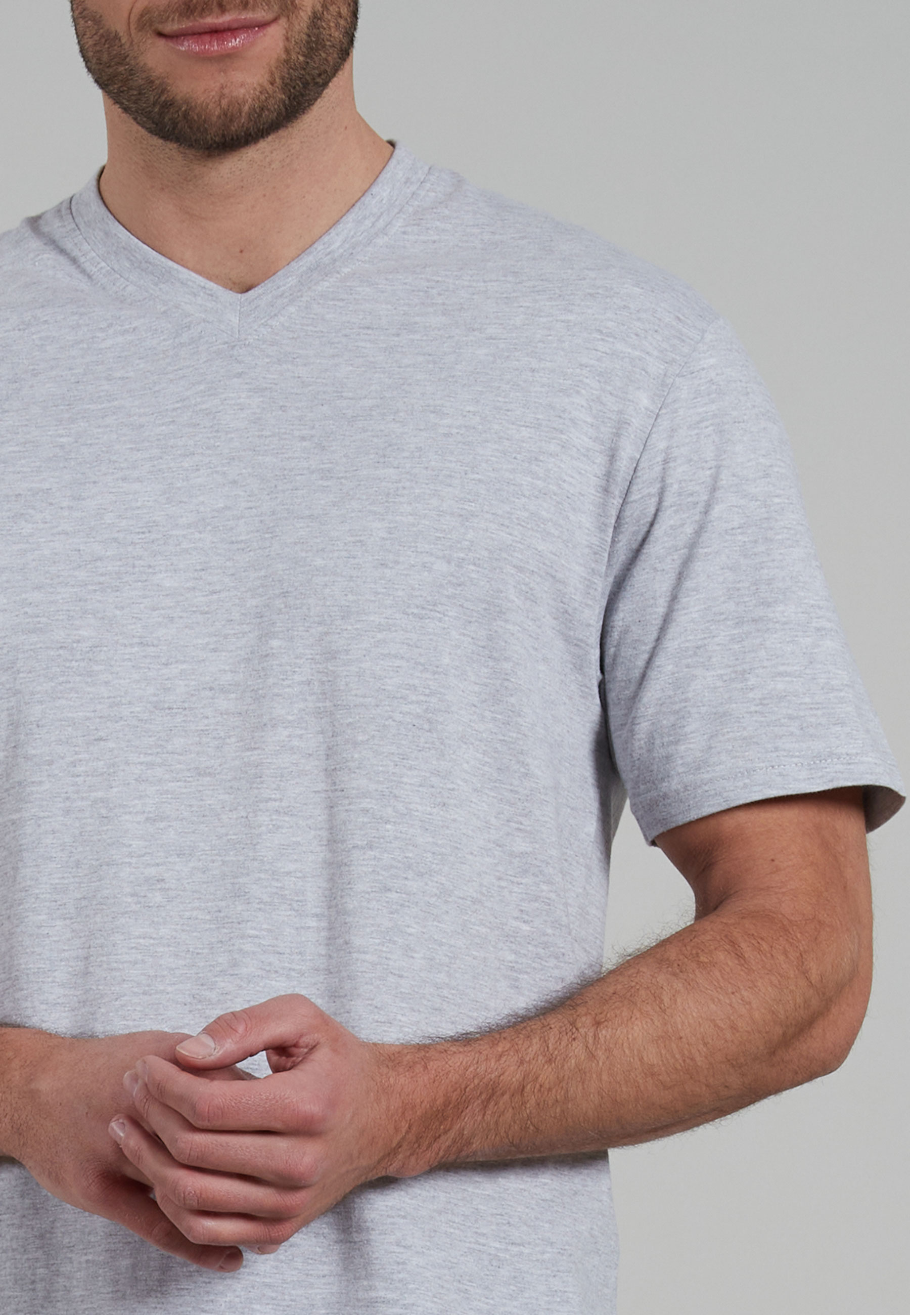 Herren T-Shirt grau uni 2er Pack