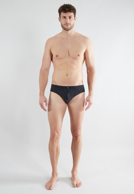 Herren Sport-Slip schwarz längsgestreift 2er Pack