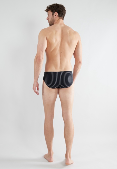 Herren Sport-Slip schwarz längsgestreift 2er Pack