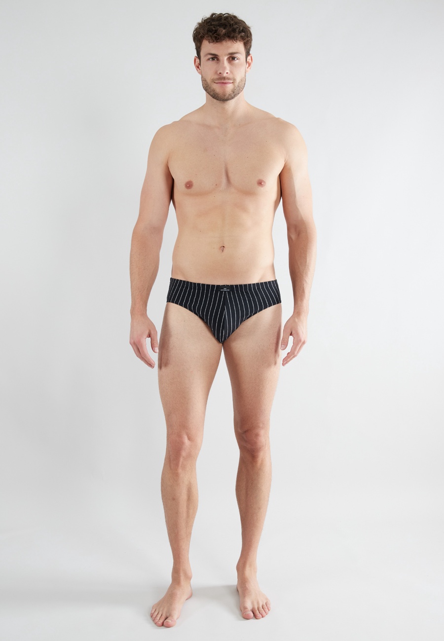 Herren Sport-Slip schwarz längsgestreift 2er Pack