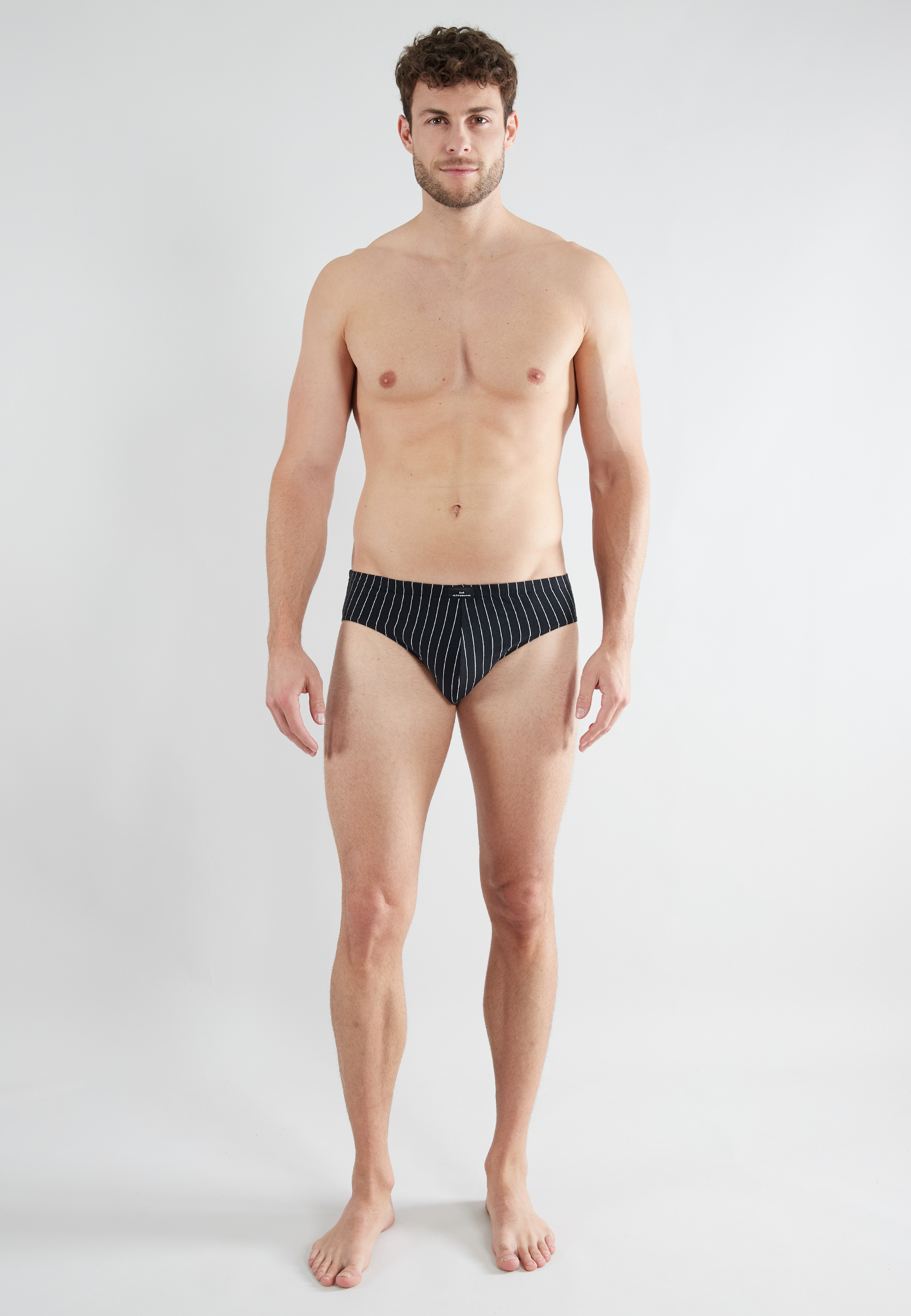Herren Sport-Slip schwarz längsgestreift 2er Pack