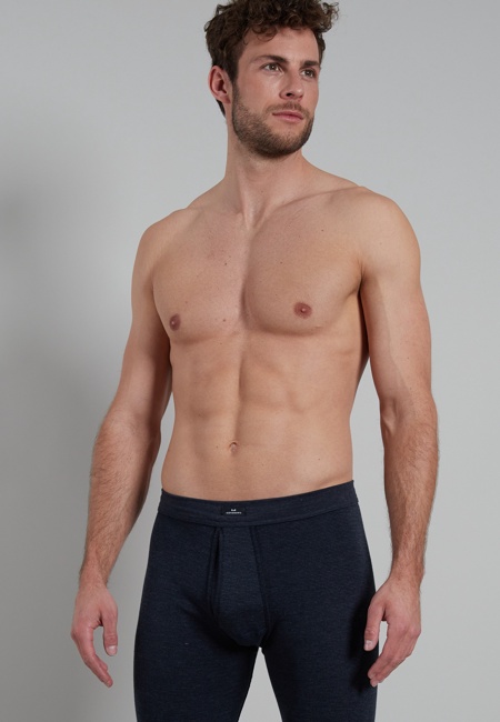 GÖTZBURG Herren lange Unterhose blau quergestreift