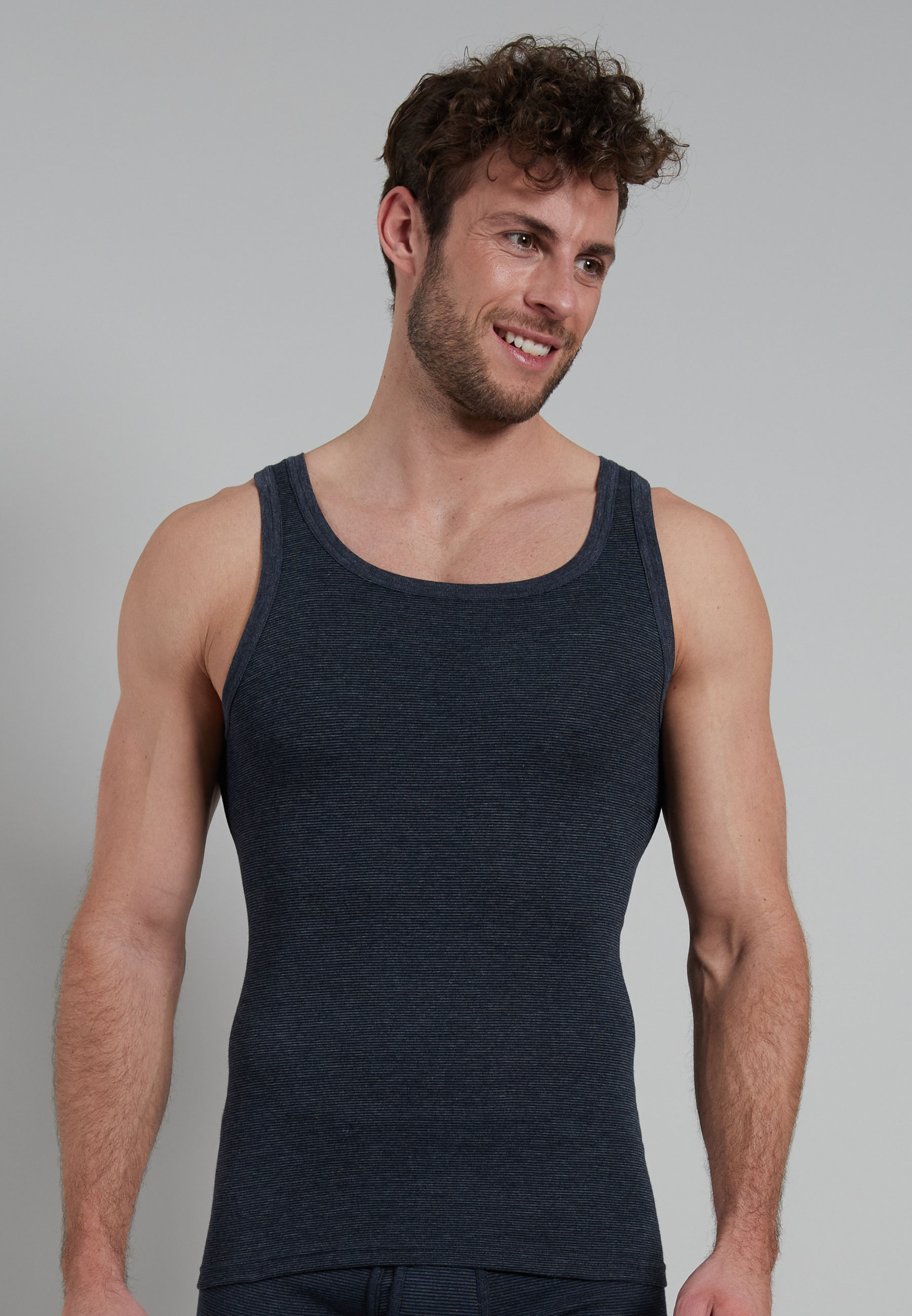 Herren Tank-Top blau quergestreift
