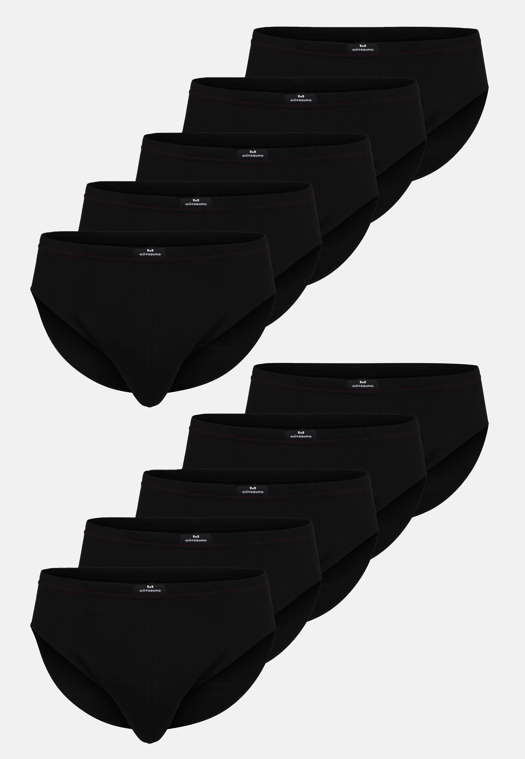 GÖTZBURG Herren Sport-Slip schwarz uni 10er Pack