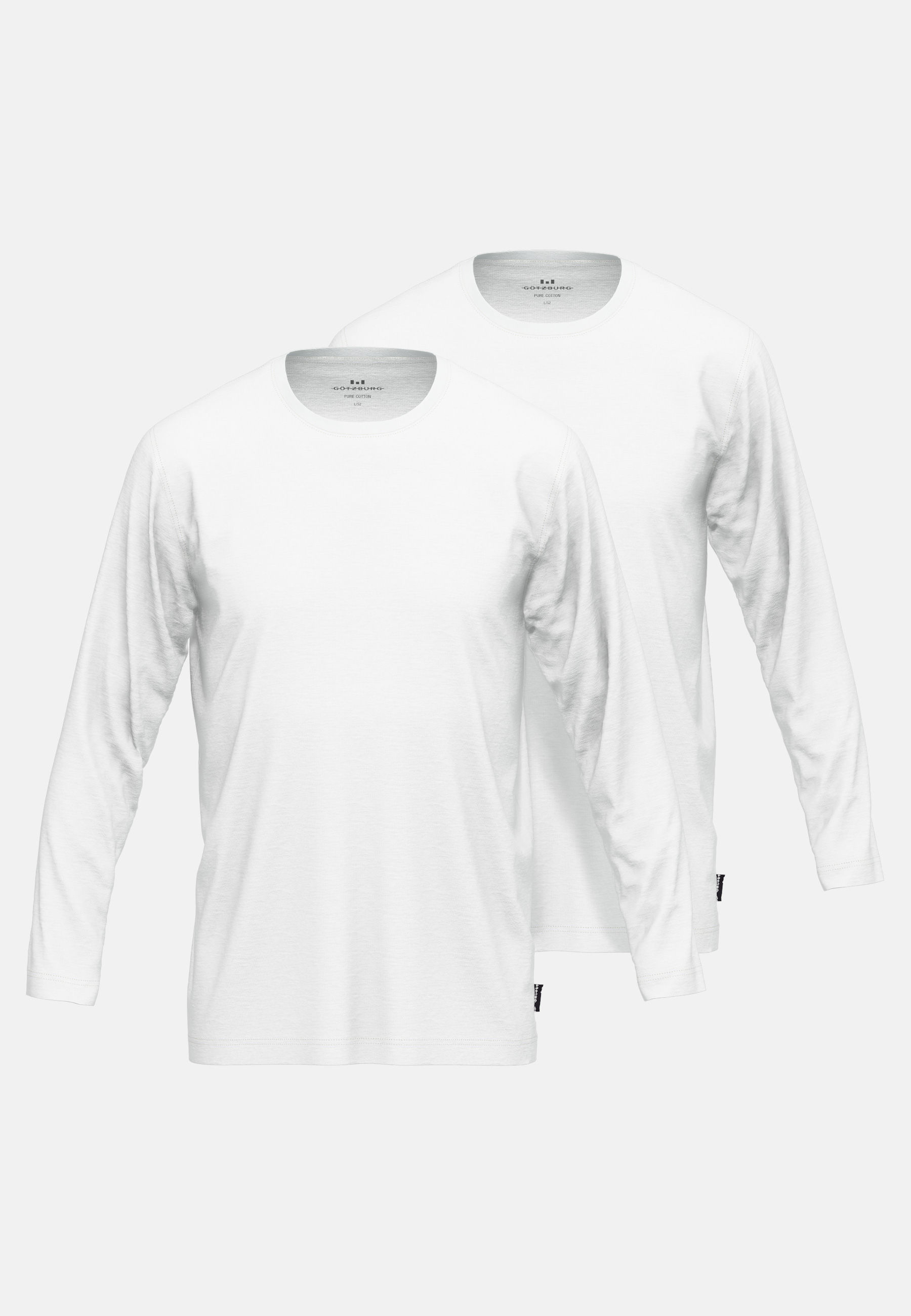 GÖTZBURG Herren Longsleeve weiß uni 2er Pack