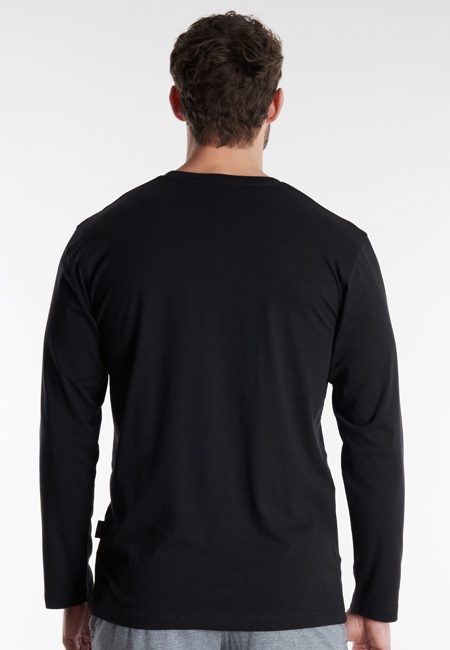 GÖTZBURG Herren Longsleeve schwarz uni 2er Pack