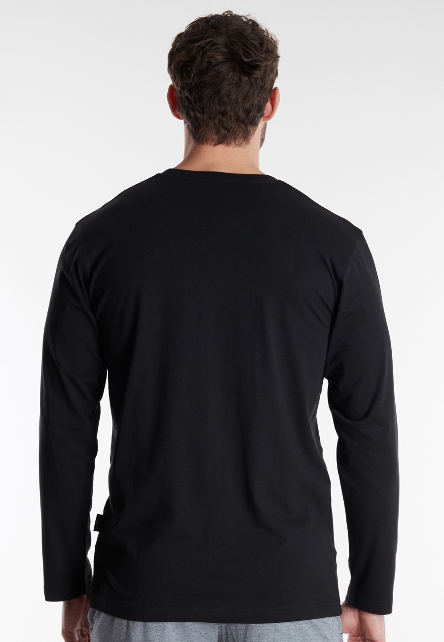 GÖTZBURG Herren Longsleeve schwarz uni 2er Pack