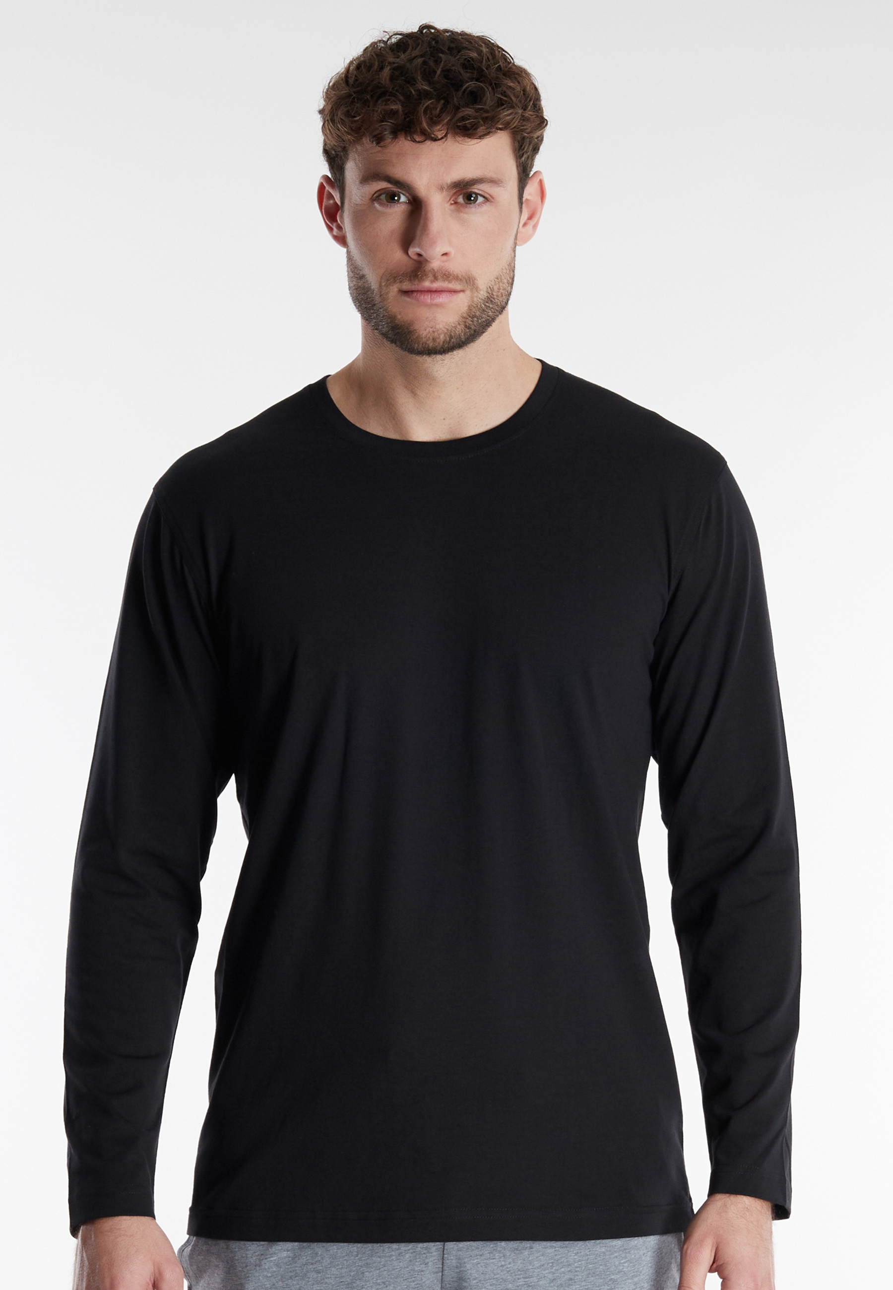 GÖTZBURG Herren Longsleeve schwarz uni 2er Pack