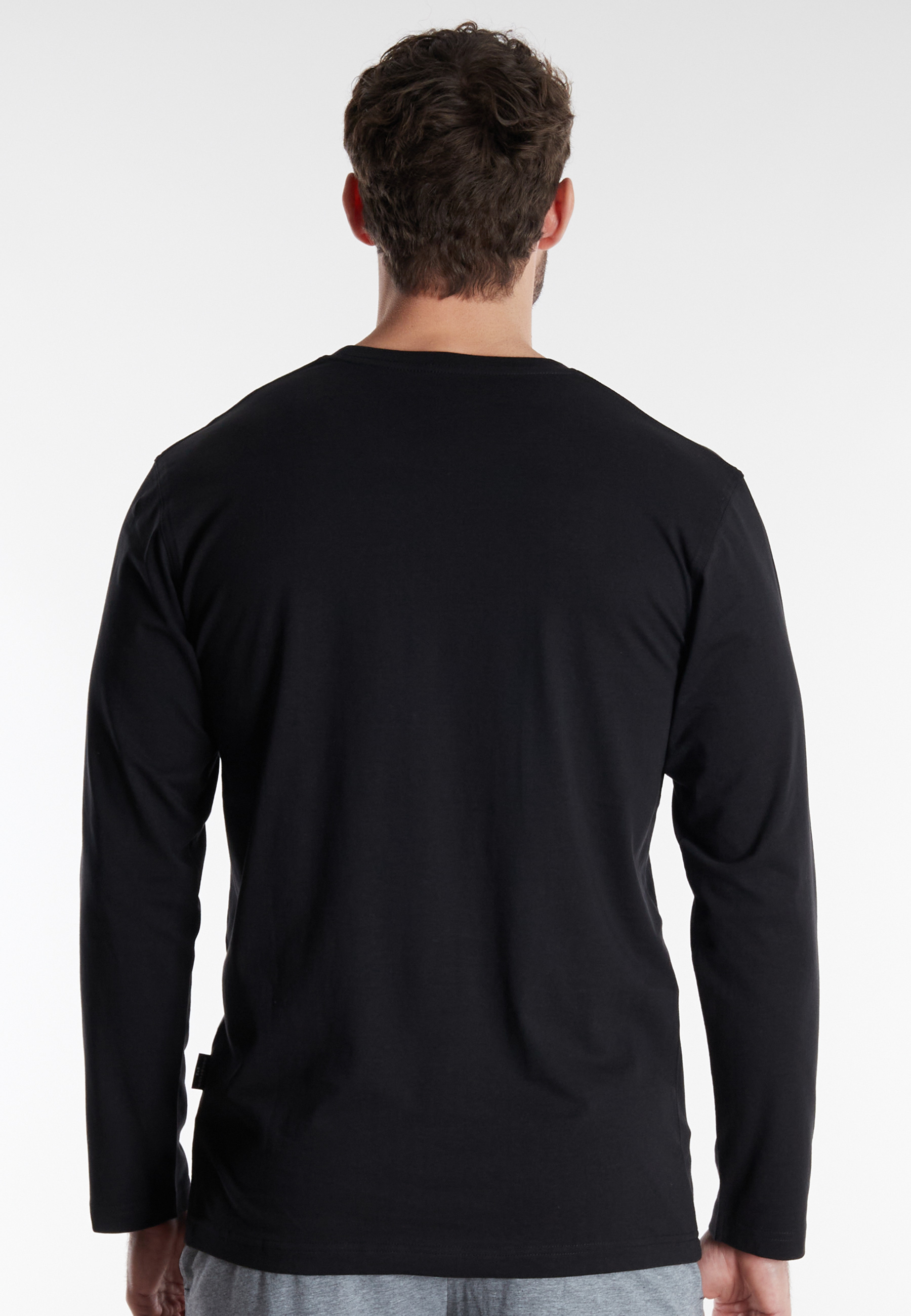 GÖTZBURG Herren Longsleeve schwarz uni 2er Pack