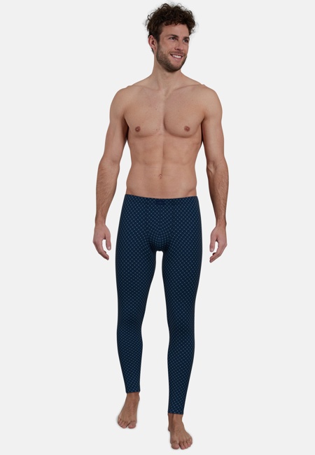 GÖTZBURG Herren lange Unterhose blau bedruckt