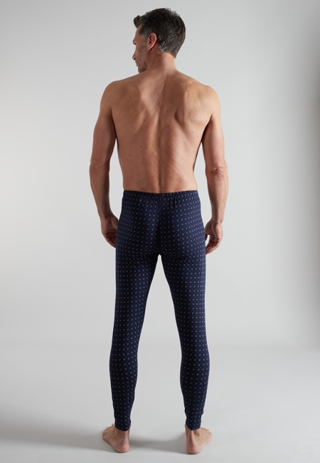GÖTZBURG Herren lange Unterhose blau bedruckt