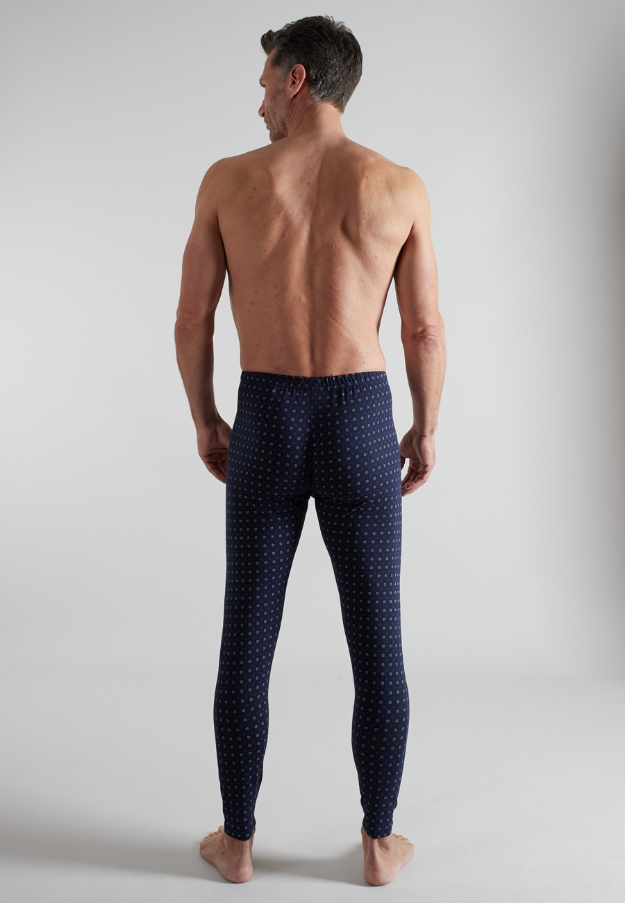 GÖTZBURG Herren lange Unterhose blau bedruckt