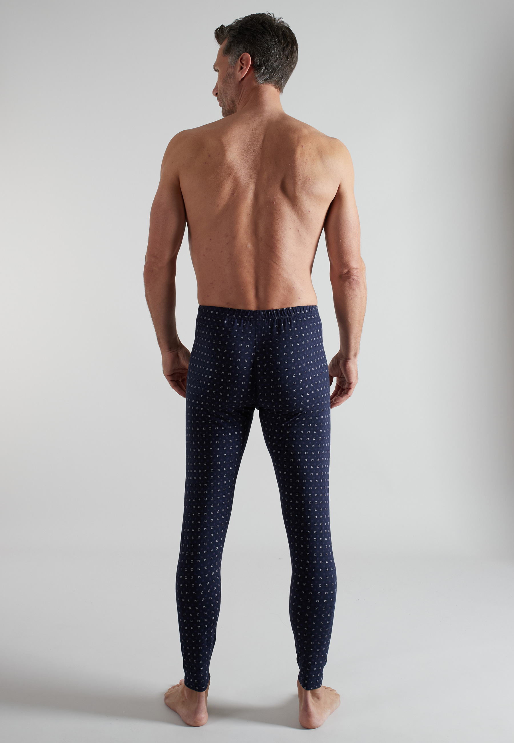 GÖTZBURG Herren lange Unterhose blau bedruckt