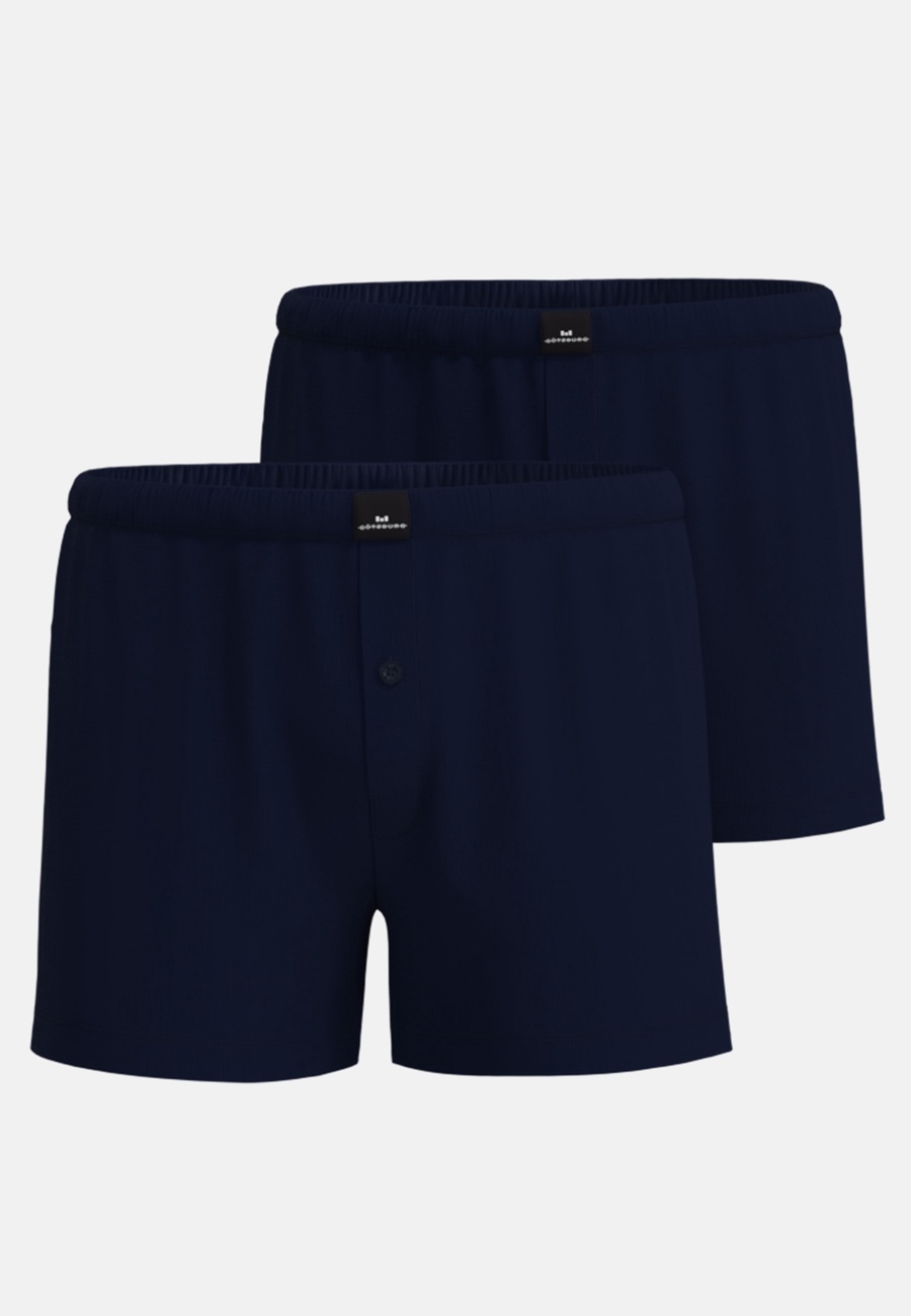 GÖTZBURG Herren Boxershort blau uni 2er Pack